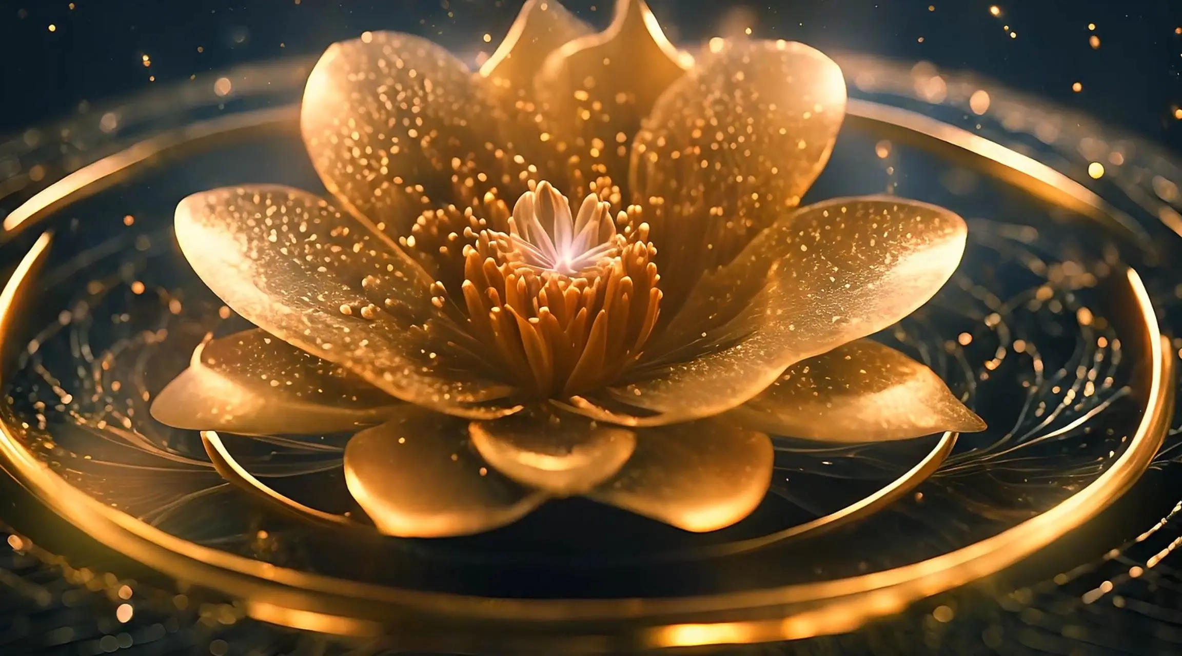Elegant Golden Lotus Meditative Animated Background